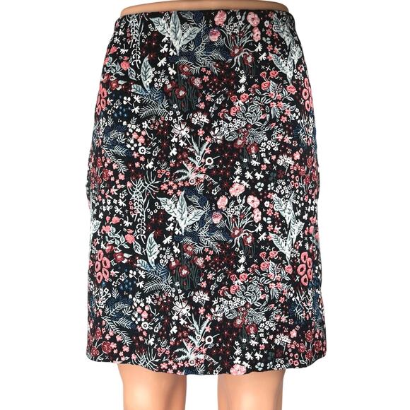 H&M Women's Black Multicolor Floral High Waisted Pencil Mini Skirt Size 12 - Picture 1 of 6